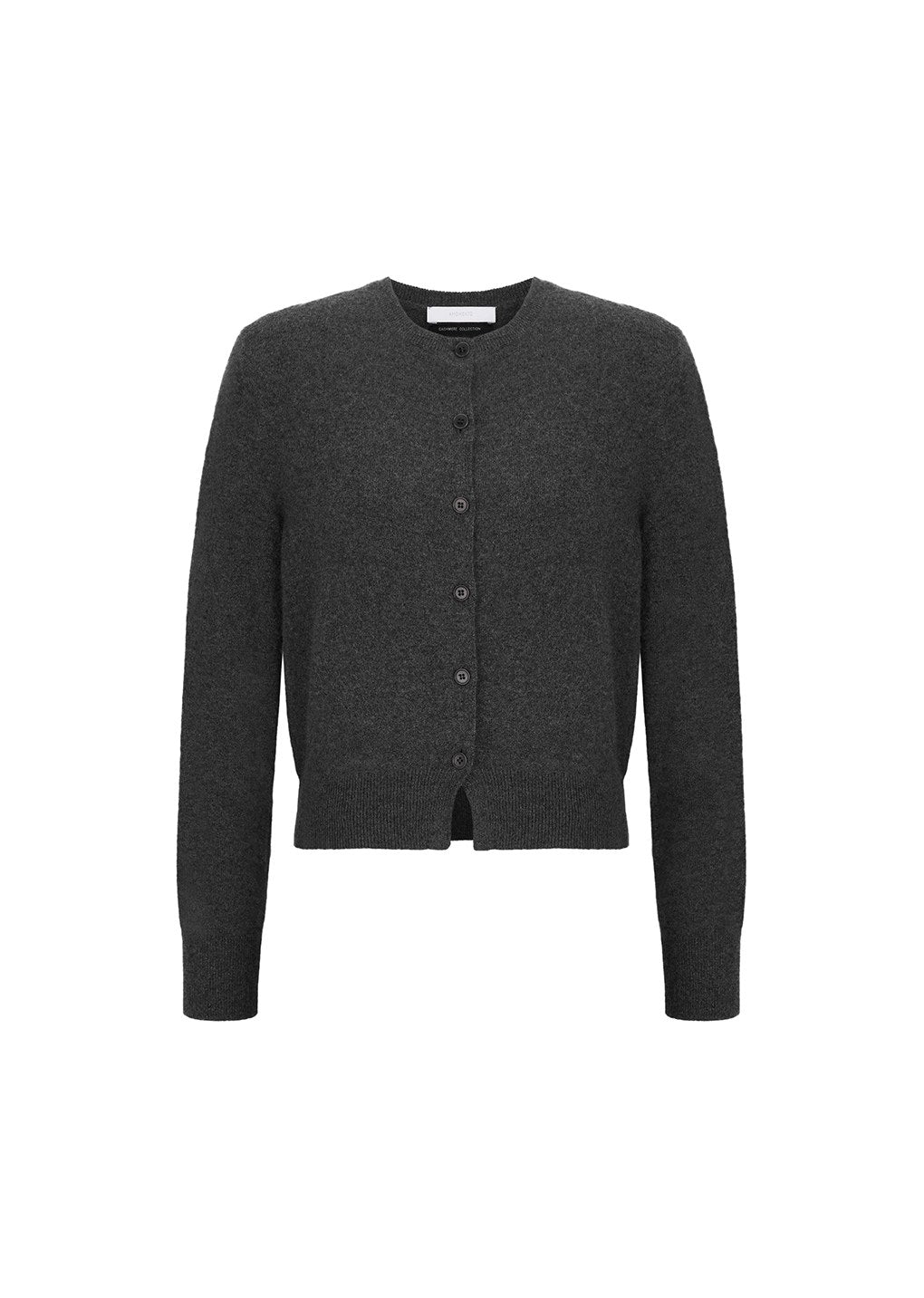 cashmere crewneck cardigan, melange grey