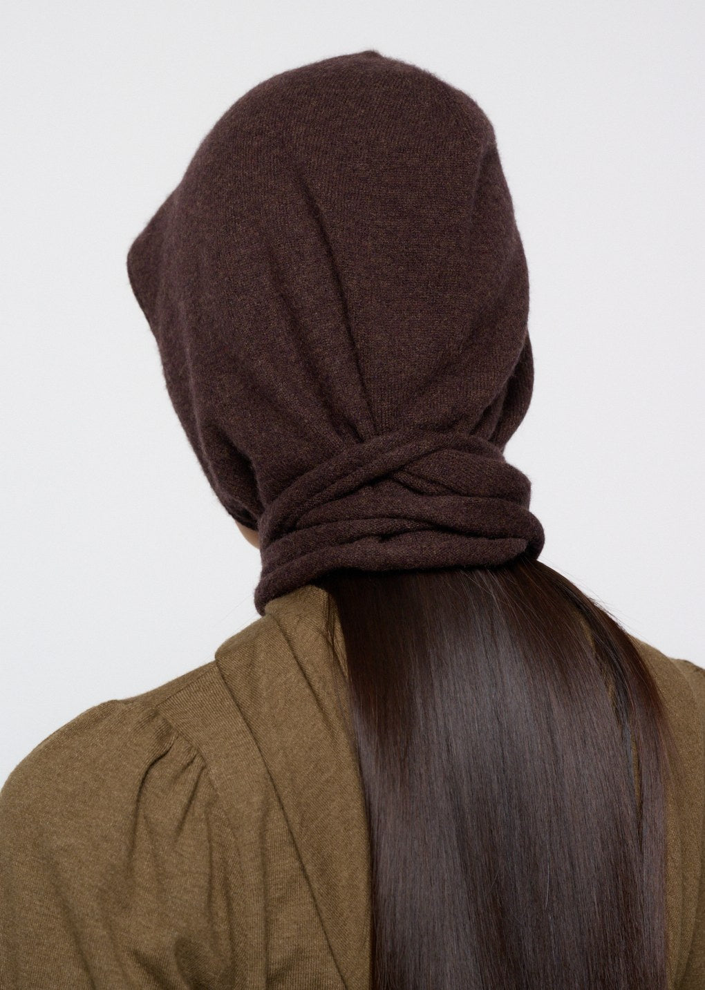 cashmere balaclava scarf, brown