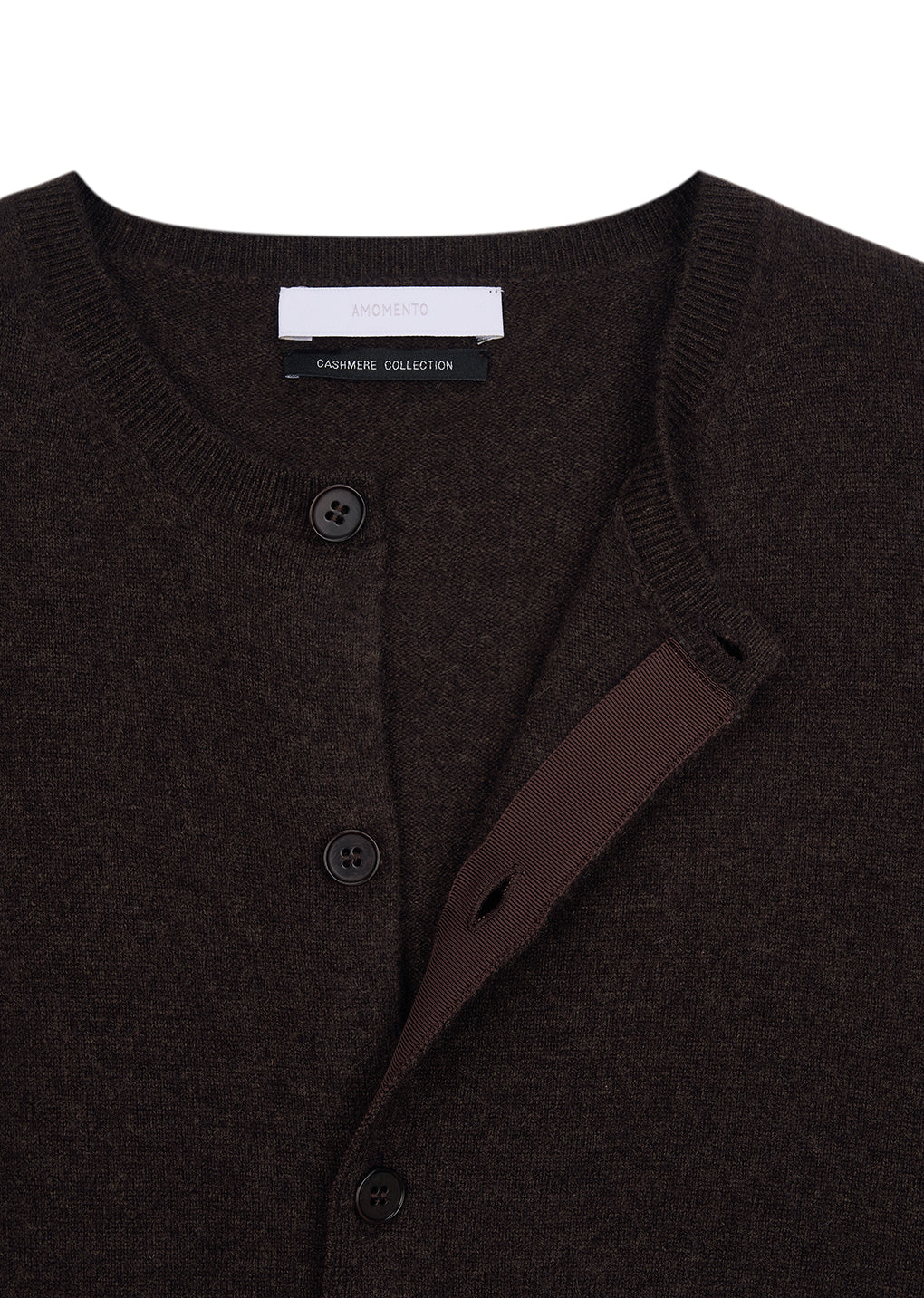 men's cashmere crewneck cardigan, brown