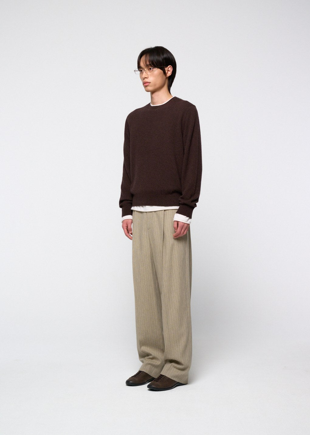 cashmere crewneck knit, brown