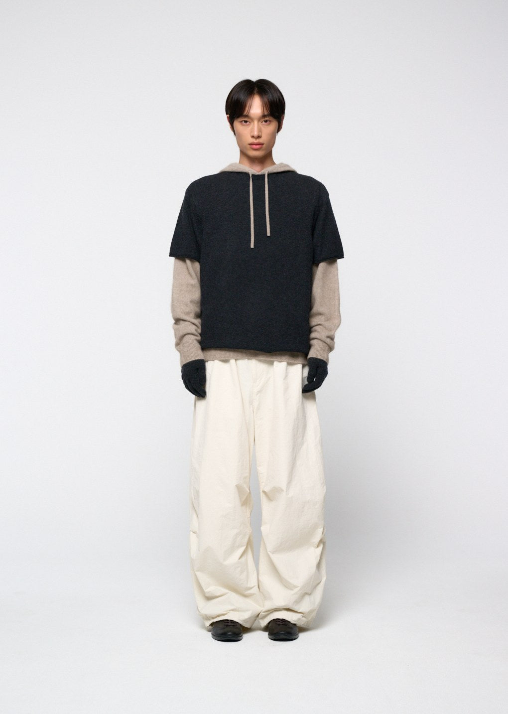 cashmere easy half sleeve knit, charcoal hover