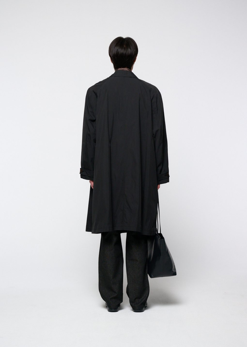 cotton nylon shirring coat, black