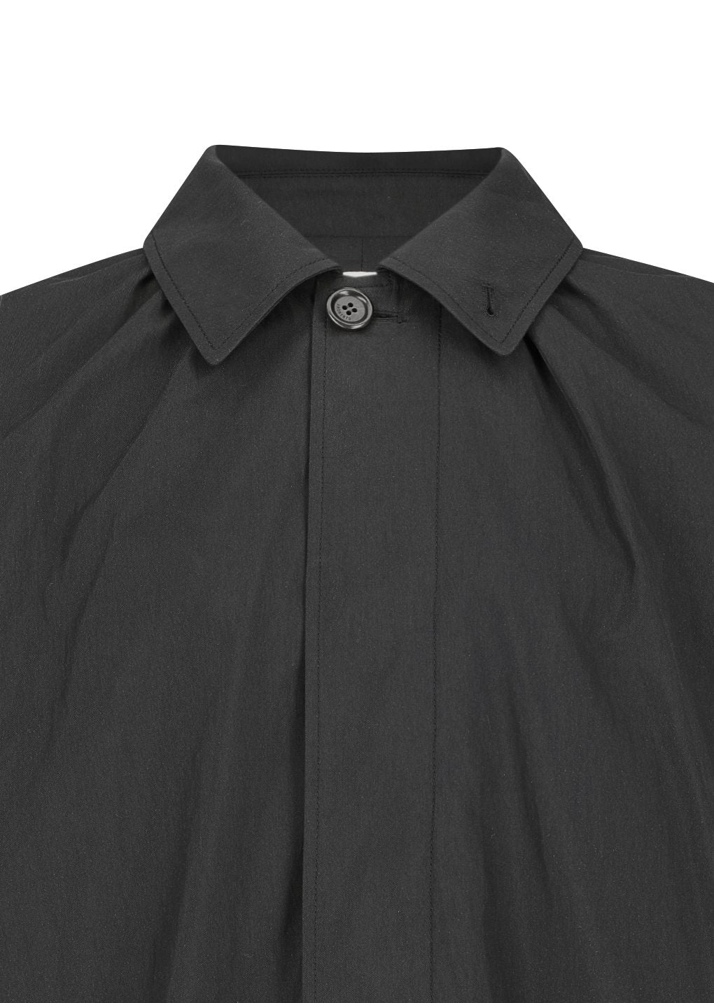 cotton nylon shirring coat, black