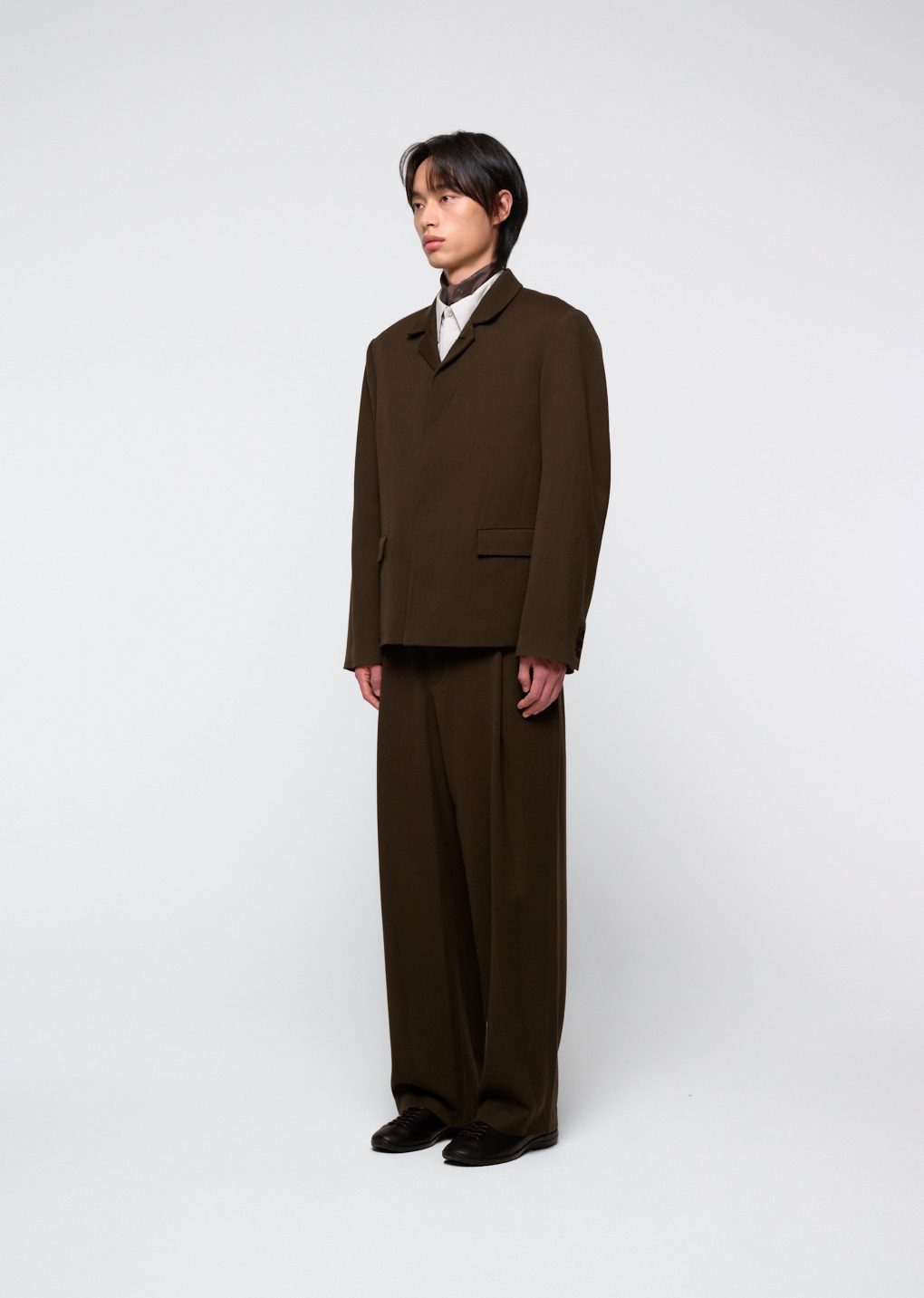single breasted wool jacket, brown