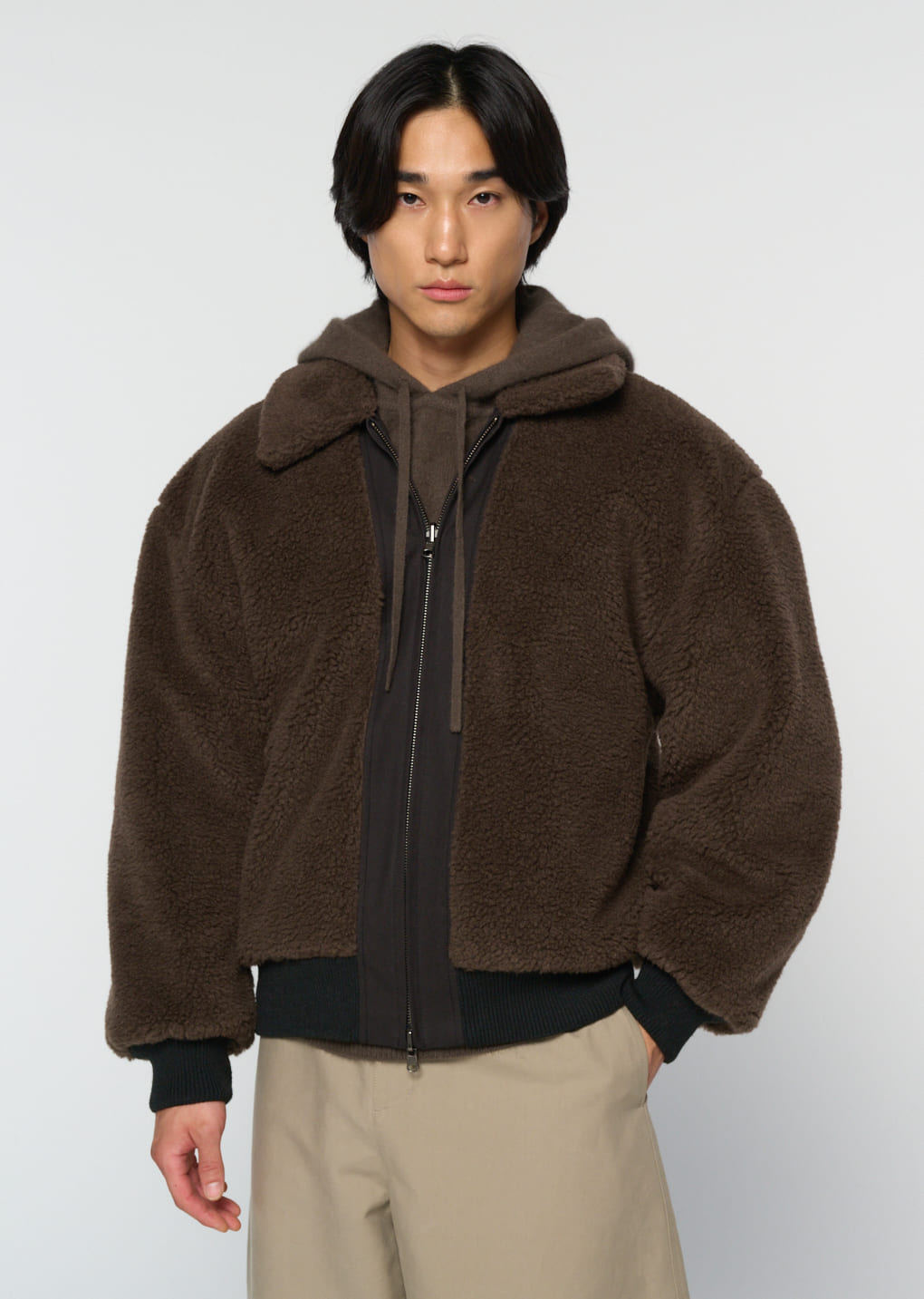 cotton reversible shearling jumper, black