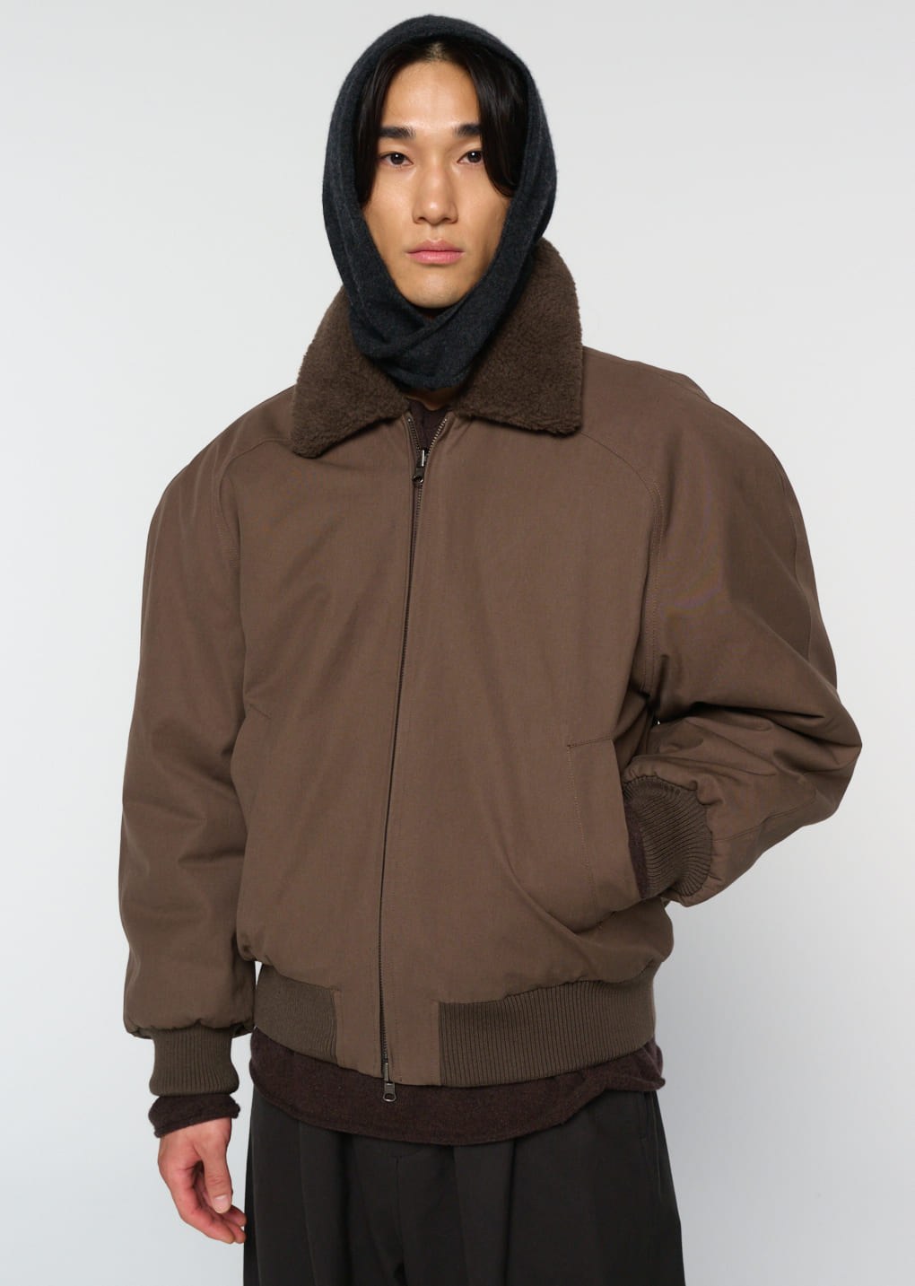 cotton reversible shearling jumper, brown
