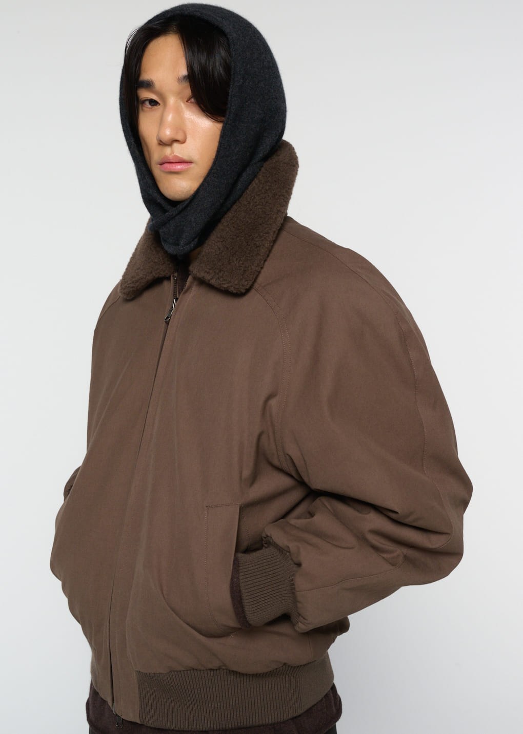 cotton reversible shearling jumper, brown