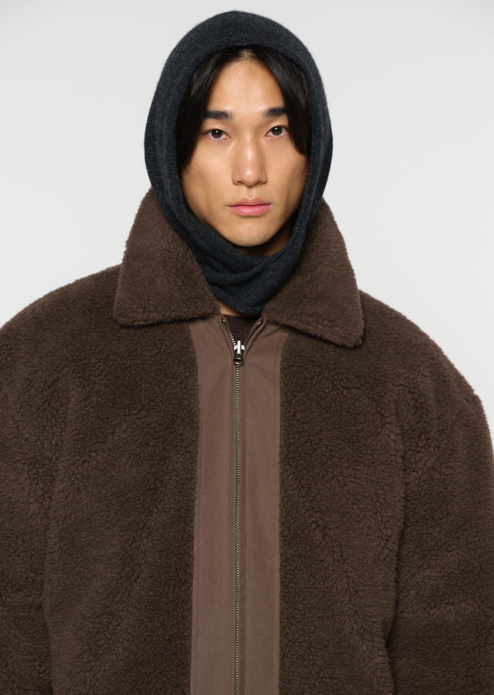 cotton reversible shearling jumper, brown