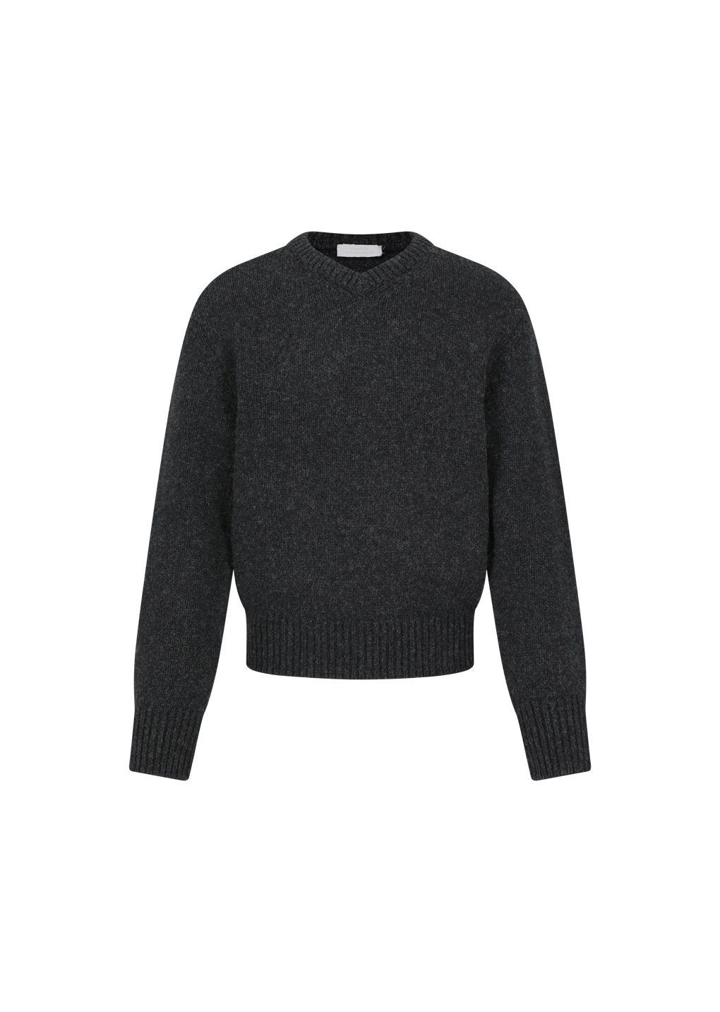 shetland wool v-neck knit, charcoal