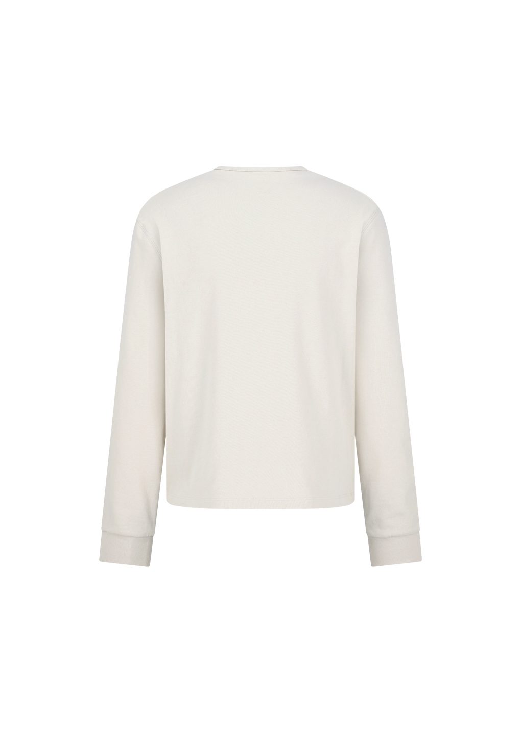 henley neck long sleeve, ivory