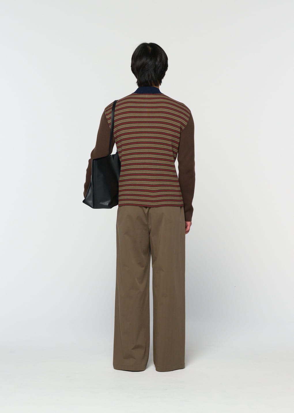 stripe zip up cardigan, brown