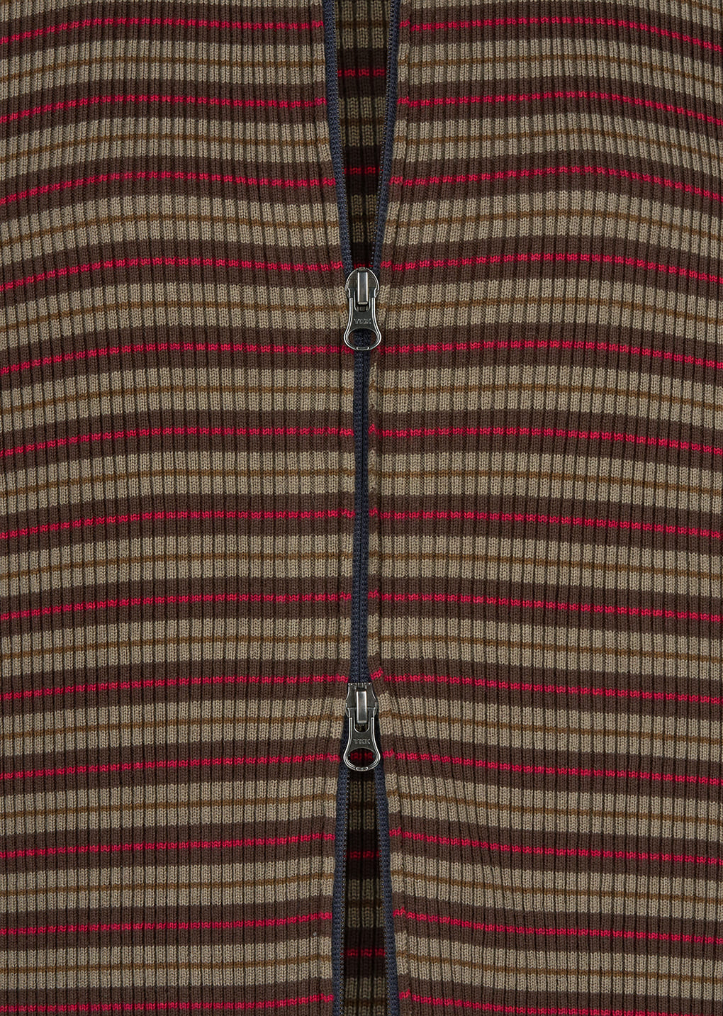stripe zip up cardigan, brown