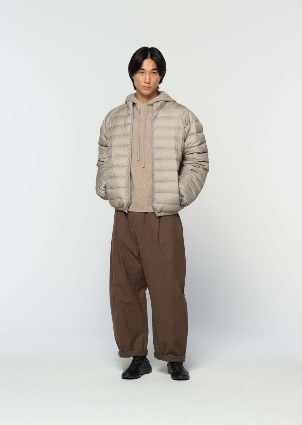 goose down reversible jumper, grey