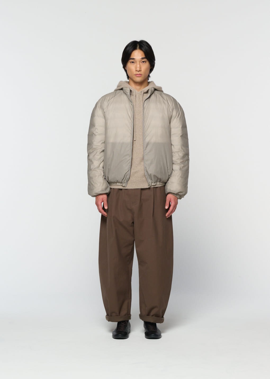 goose down reversible jumper, grey