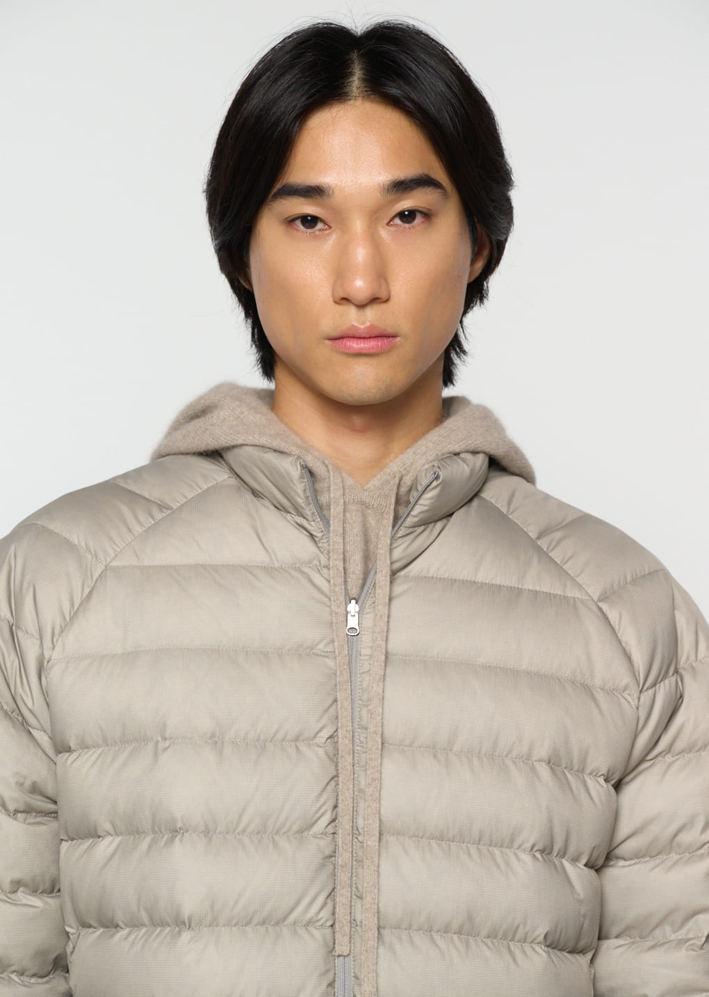 goose down reversible jumper, grey