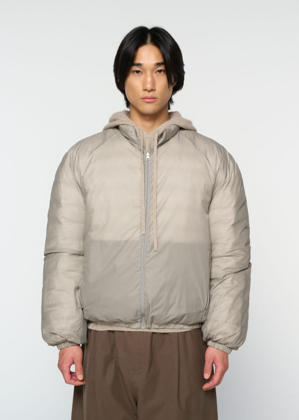 goose down reversible jumper, grey