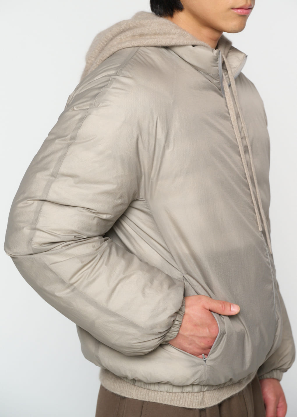 goose down reversible jumper, grey