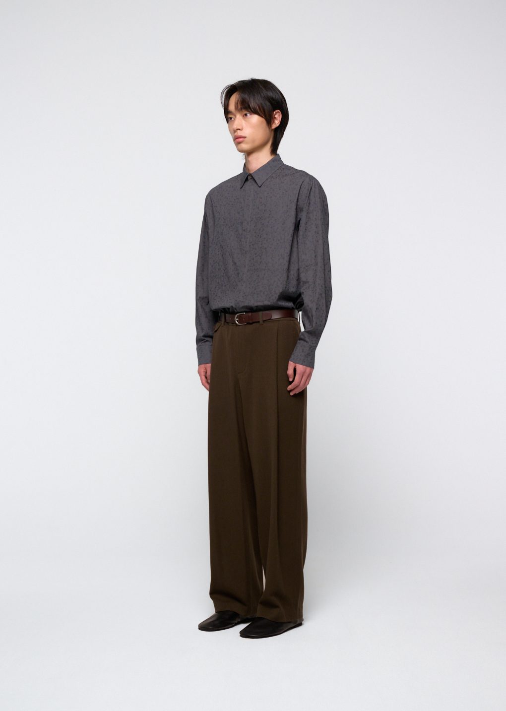 floral basic shirt, grey