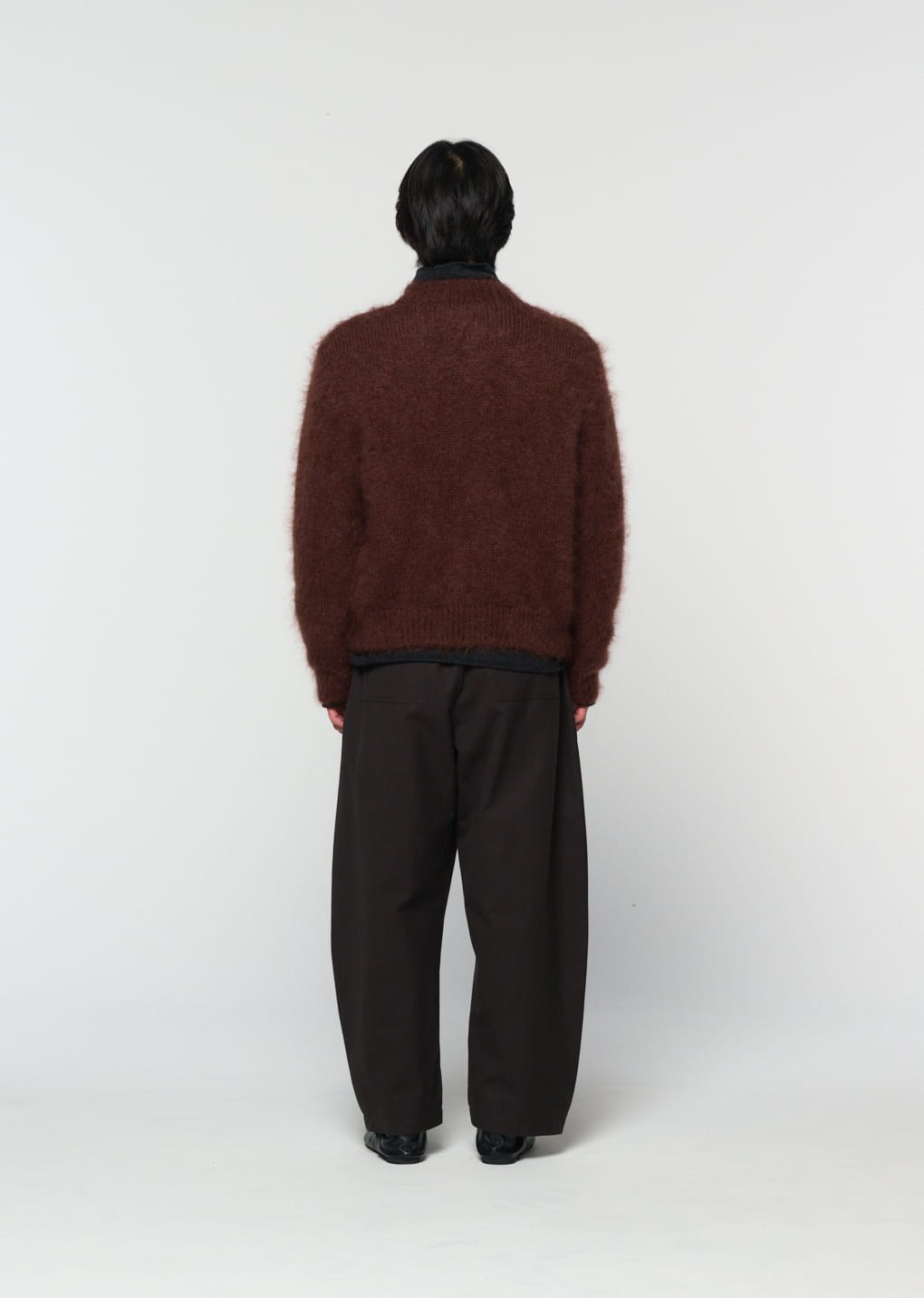 men's mohair bulky cardigan, brown