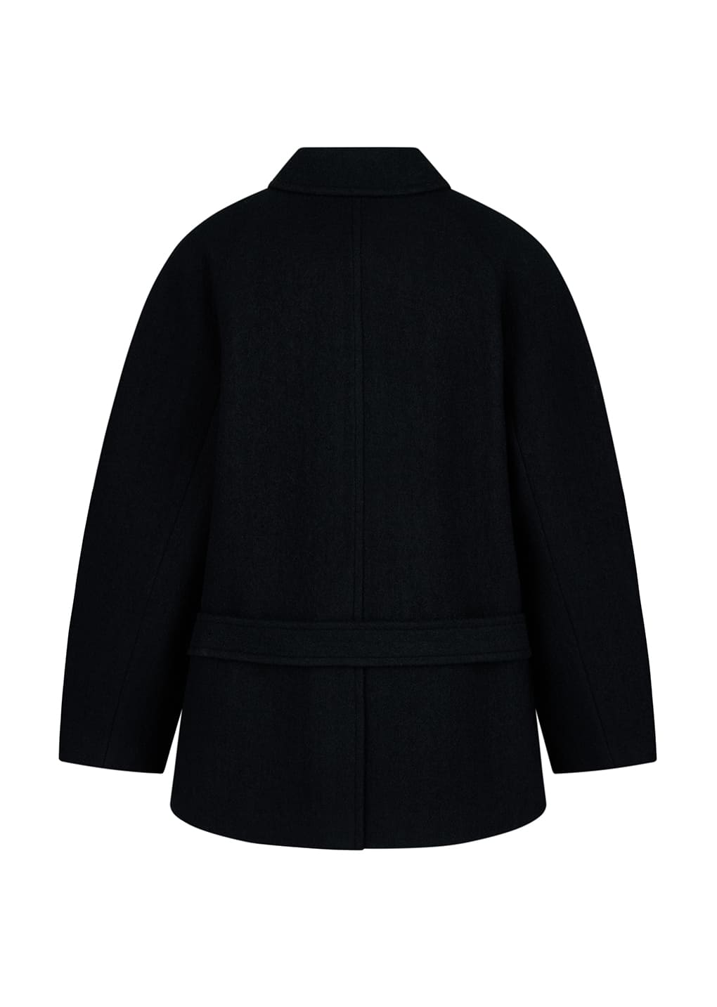 belted mid coat, black
