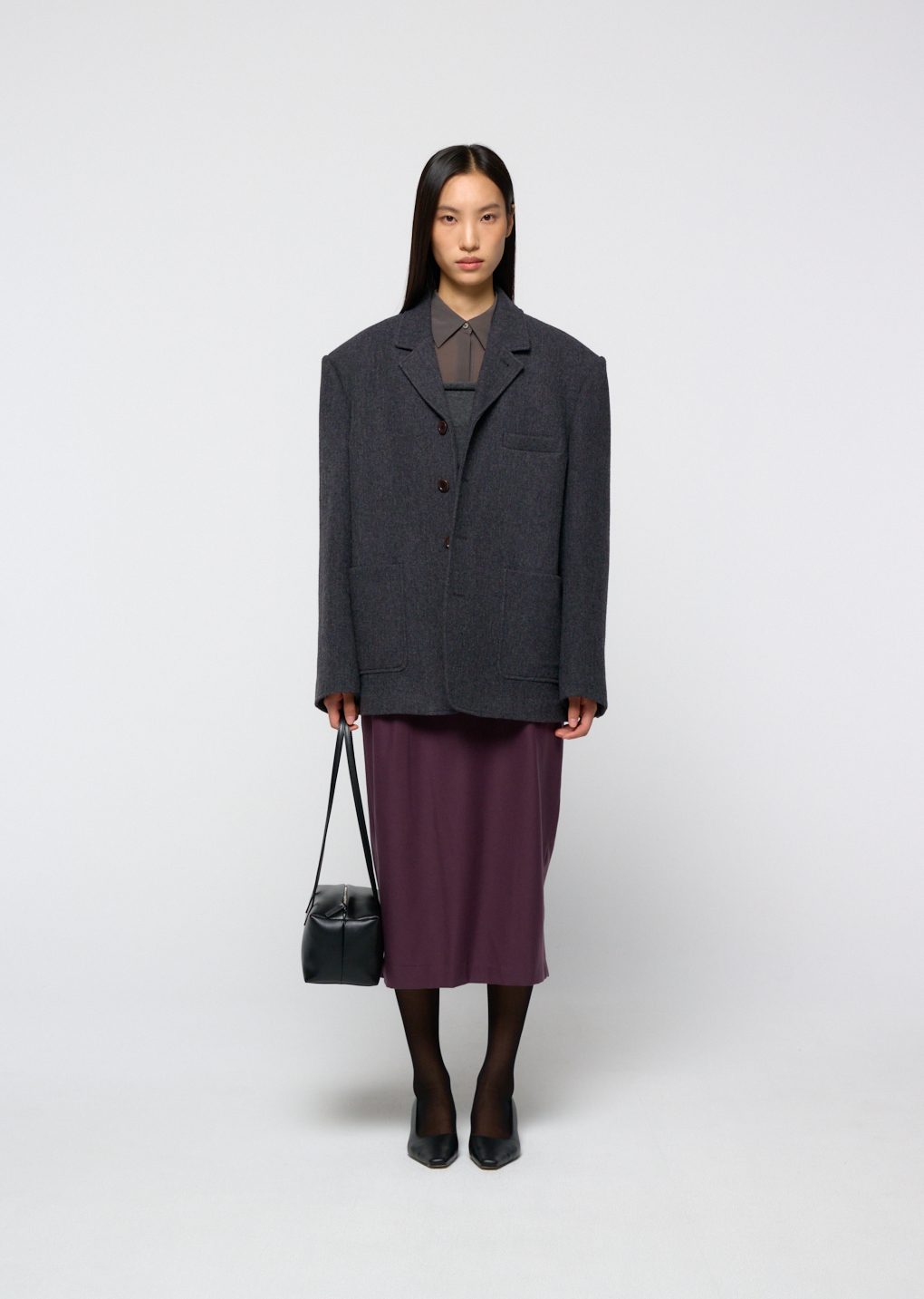 wool oversized jacket, charcoal