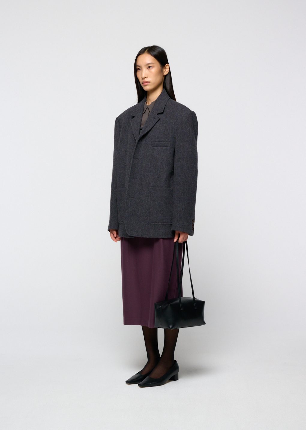 wool oversized jacket, charcoal