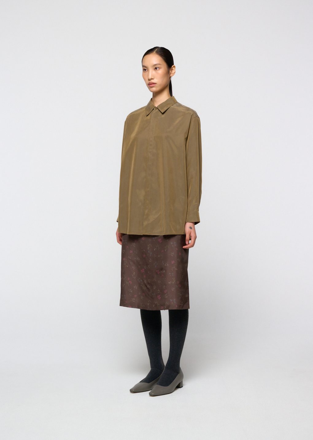 cupro shirt, khaki