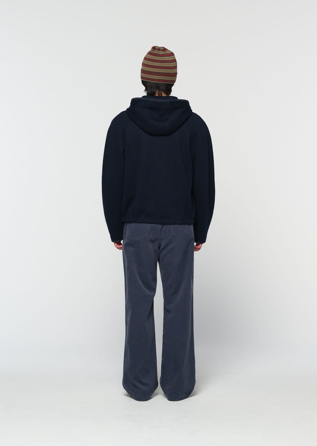 stripe knit beanie, brown