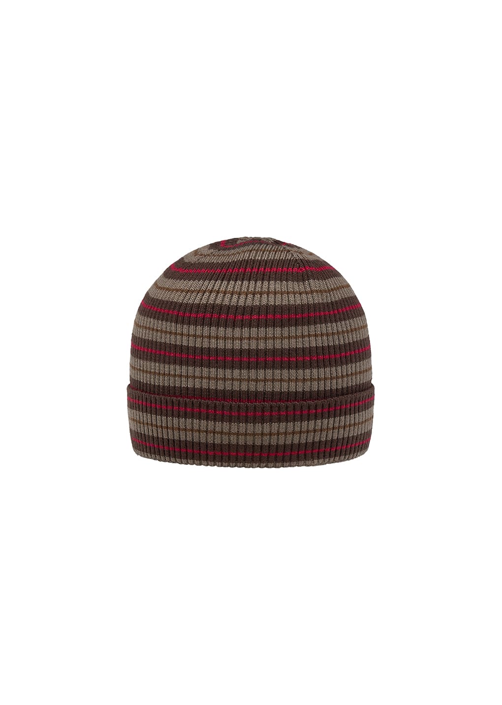 stripe knit beanie, brown