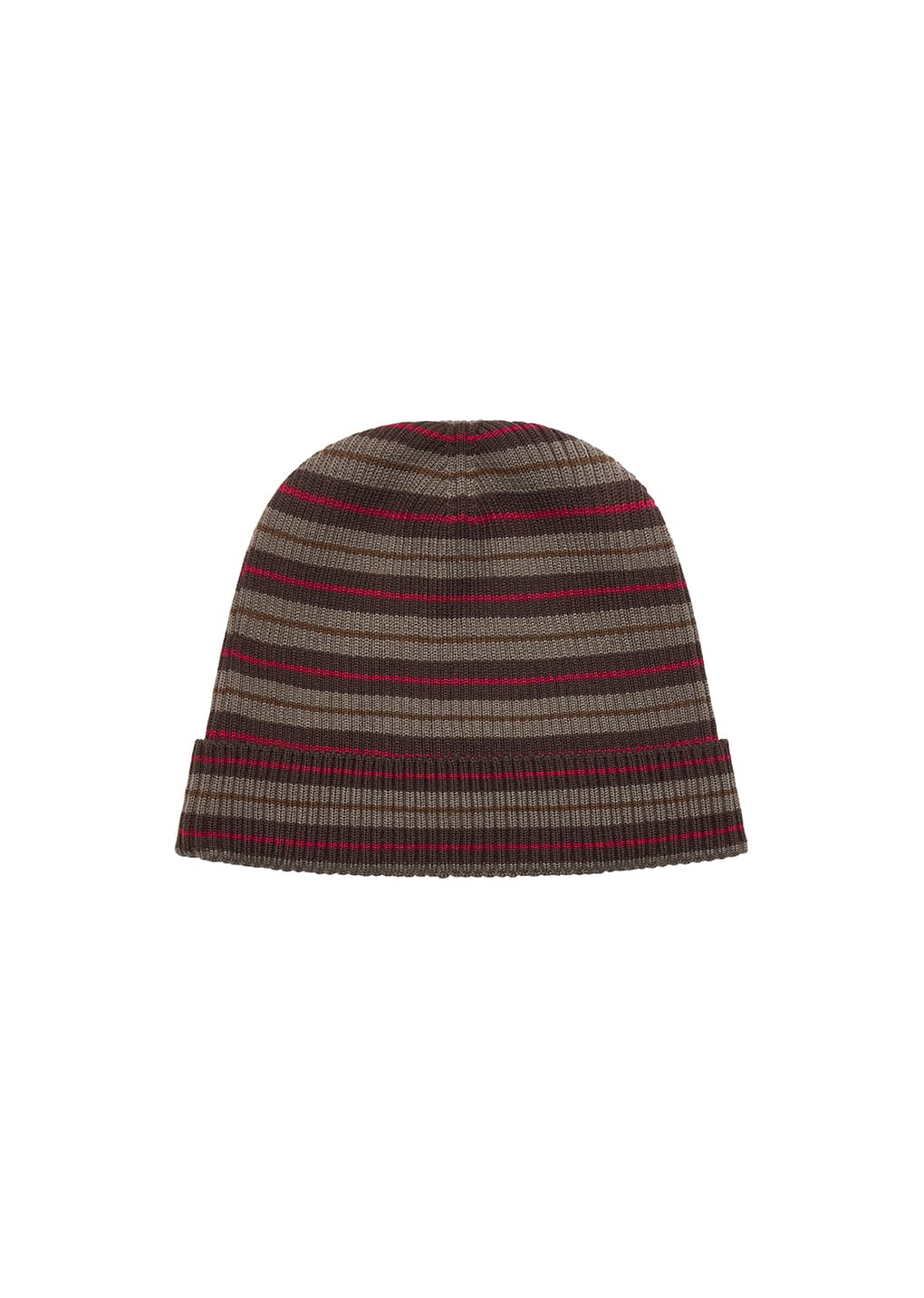 stripe knit beanie, brown