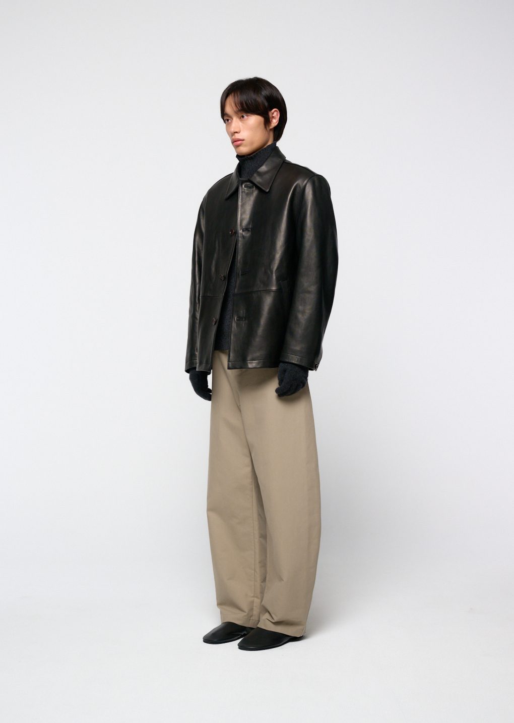 lambskin mid jacket, black