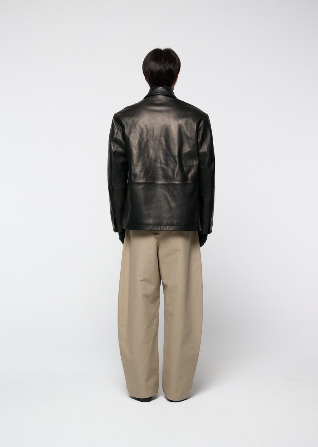lambskin mid jacket, black