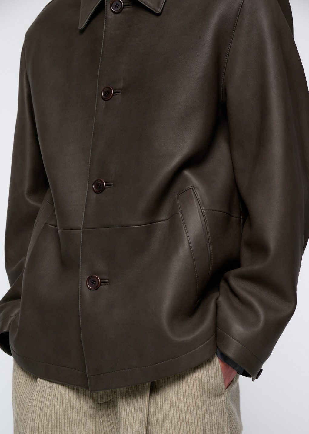 lambskin mid jacket, brown