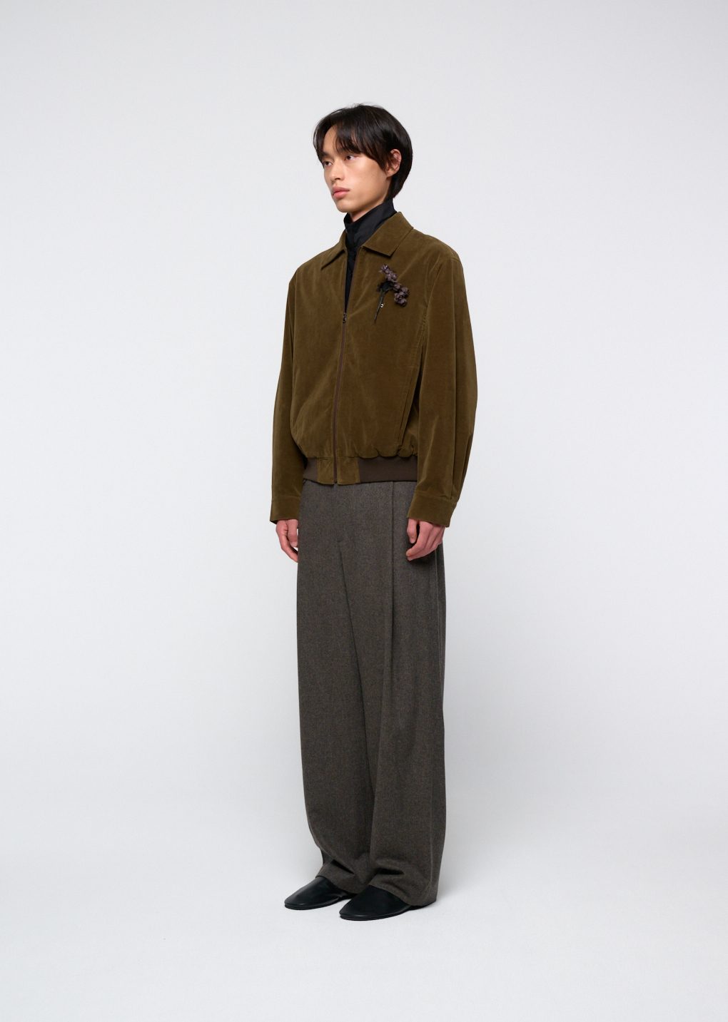 velvet zip up jumper, khaki