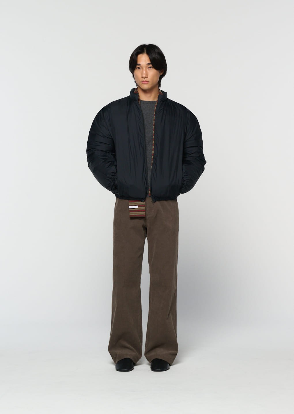 corduroy straight pants, khaki
