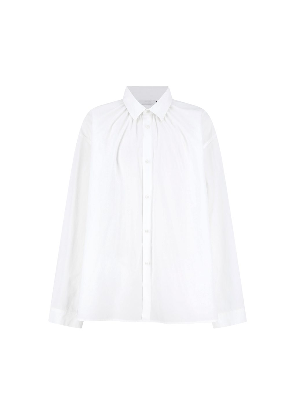 neck shirring shirt, white