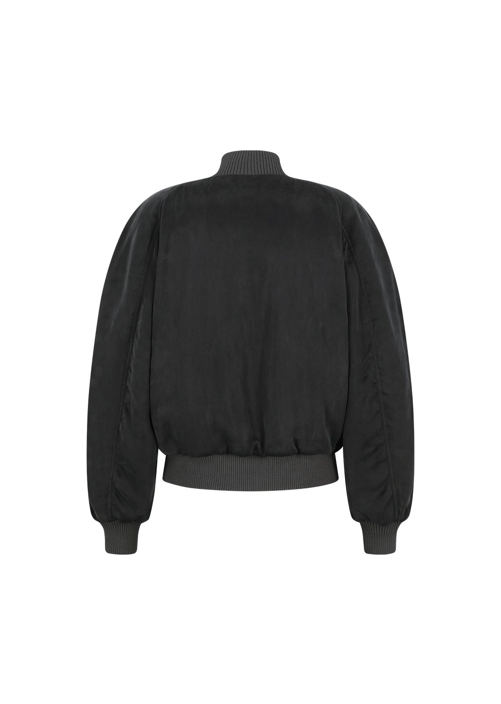 ribbed silky blouson, black