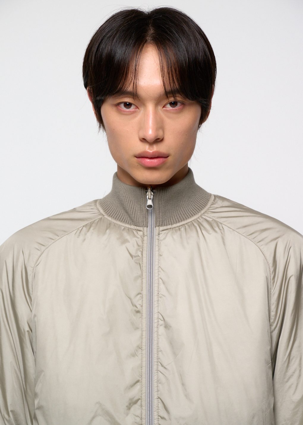 ribbed silky blouson, khaki