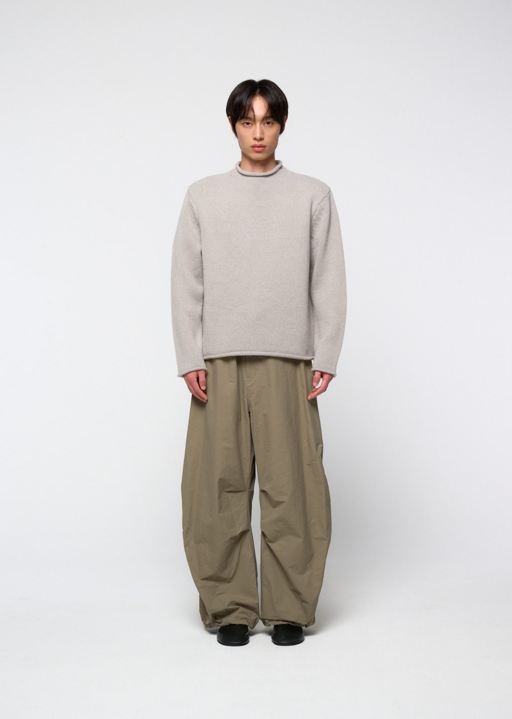 shetland wool rollneck sweater, grey