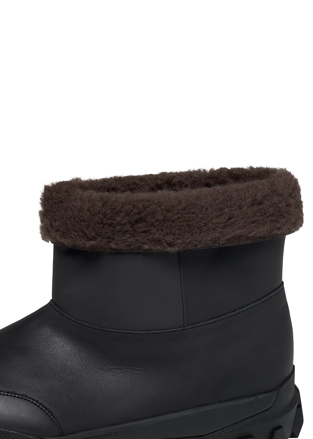 vibram shearling short boots, black