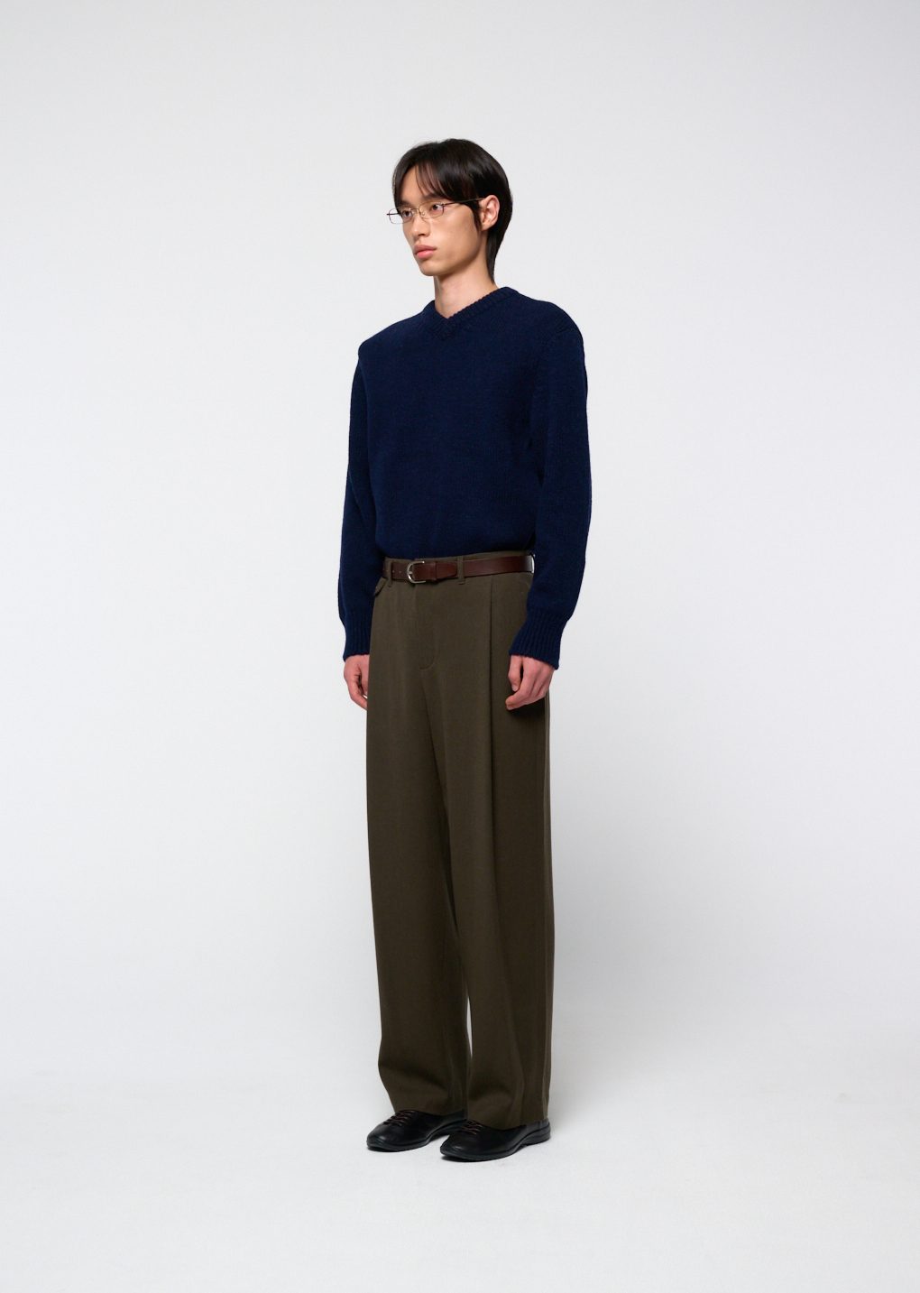 tapered wool pants, brown