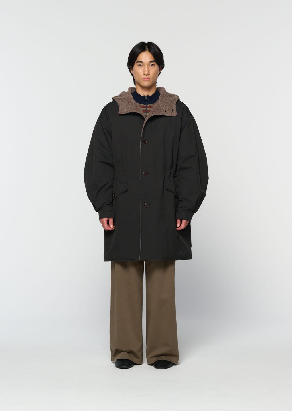 padded shearling parka, black hover