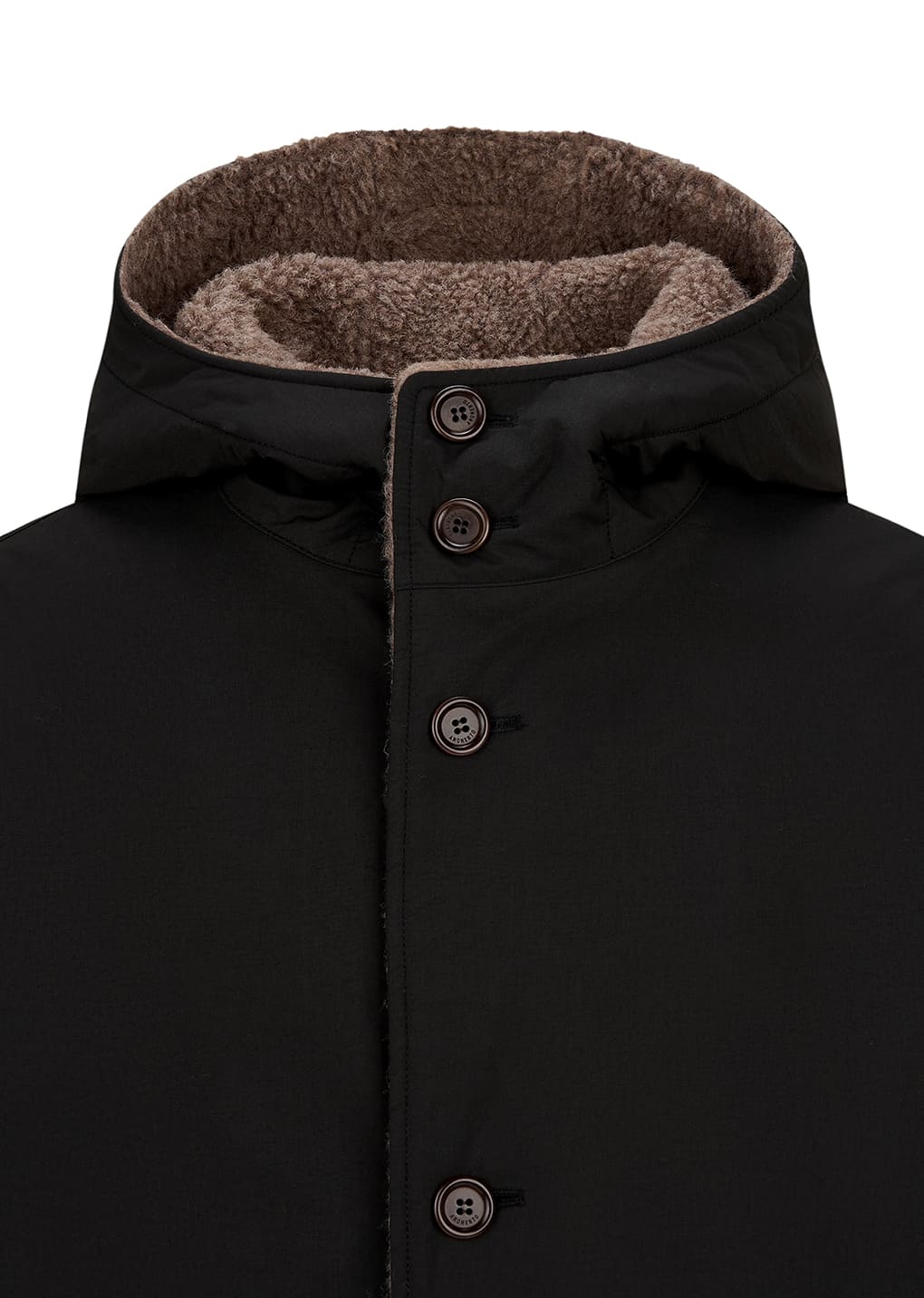 padded shearling parka, black
