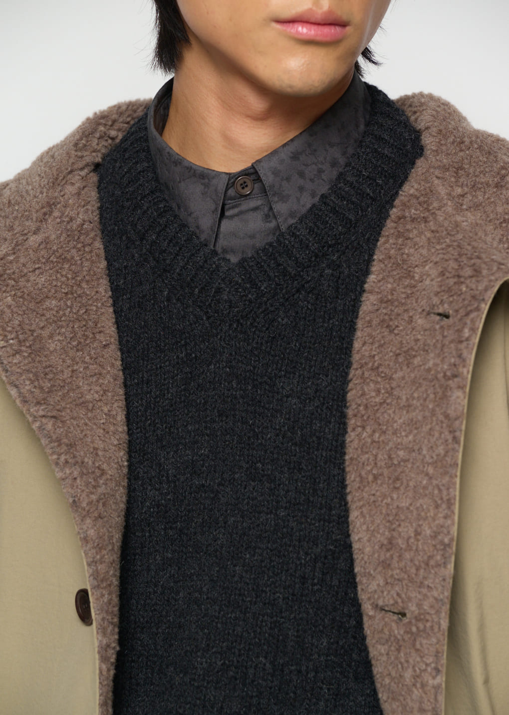padded shearling parka, khaki