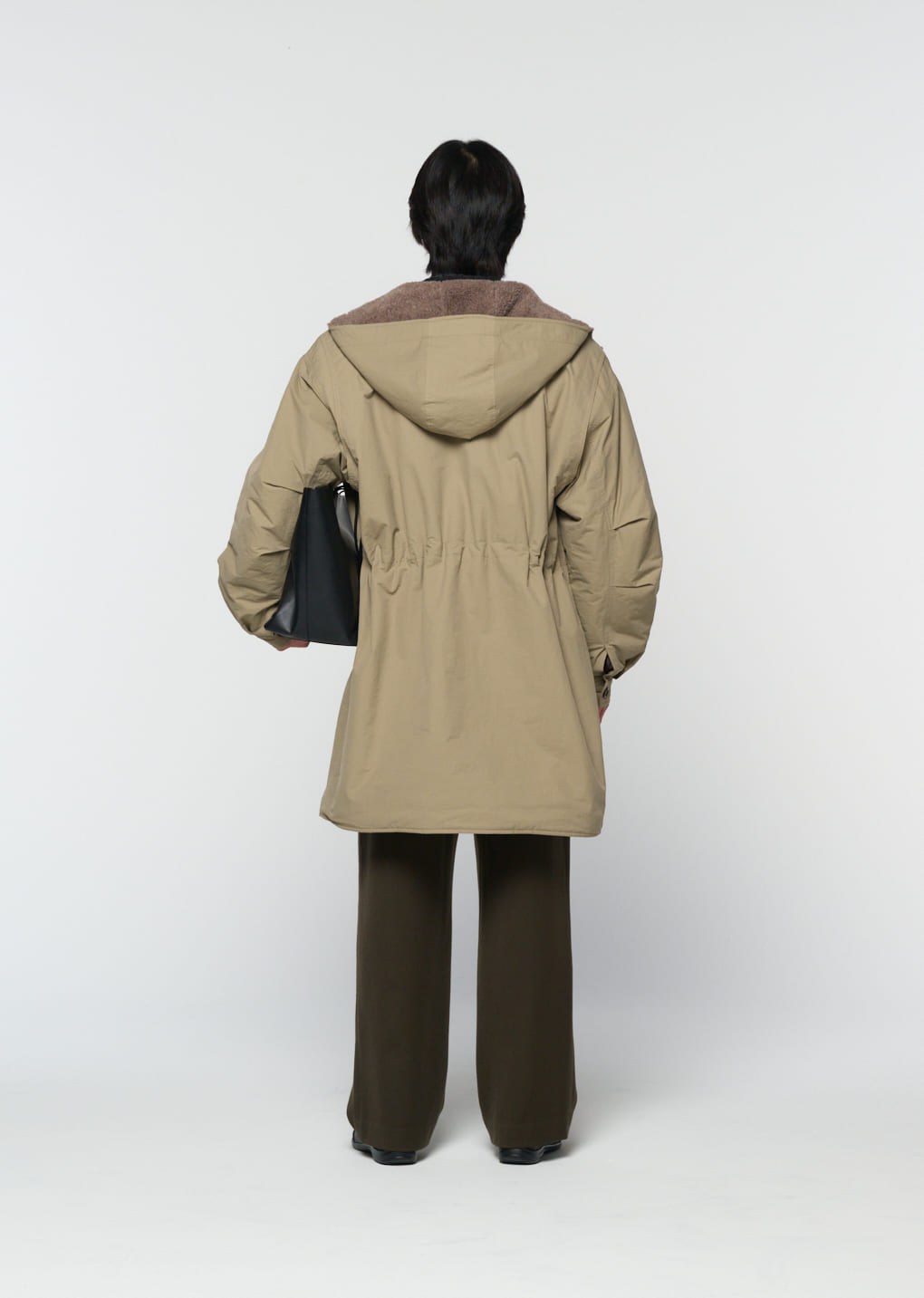 padded shearling parka, khaki