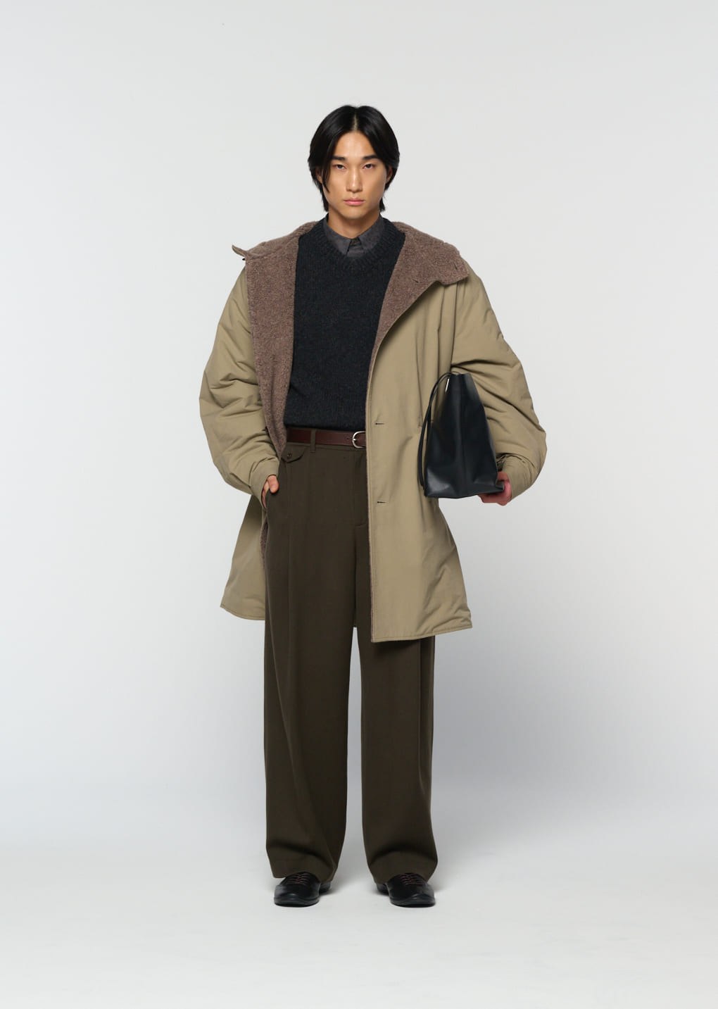 padded shearling parka, khaki