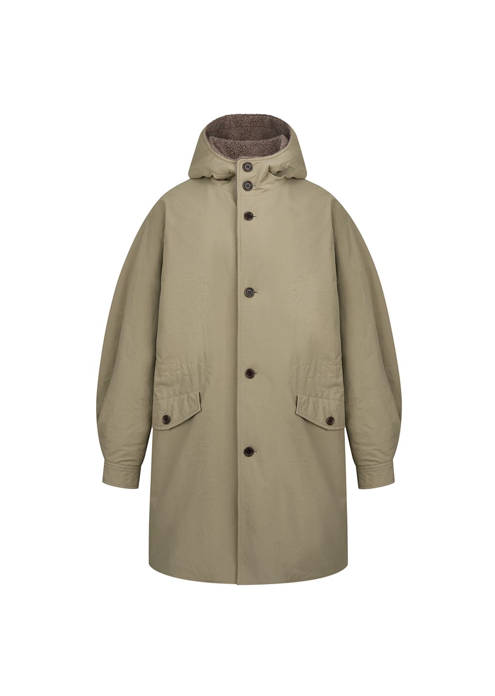 padded shearling parka, khaki