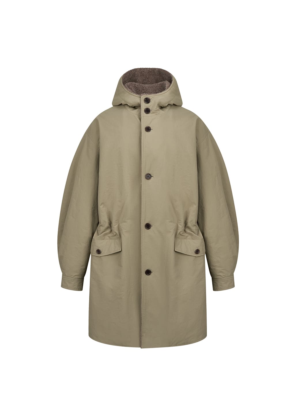 padded shearling parka, khaki