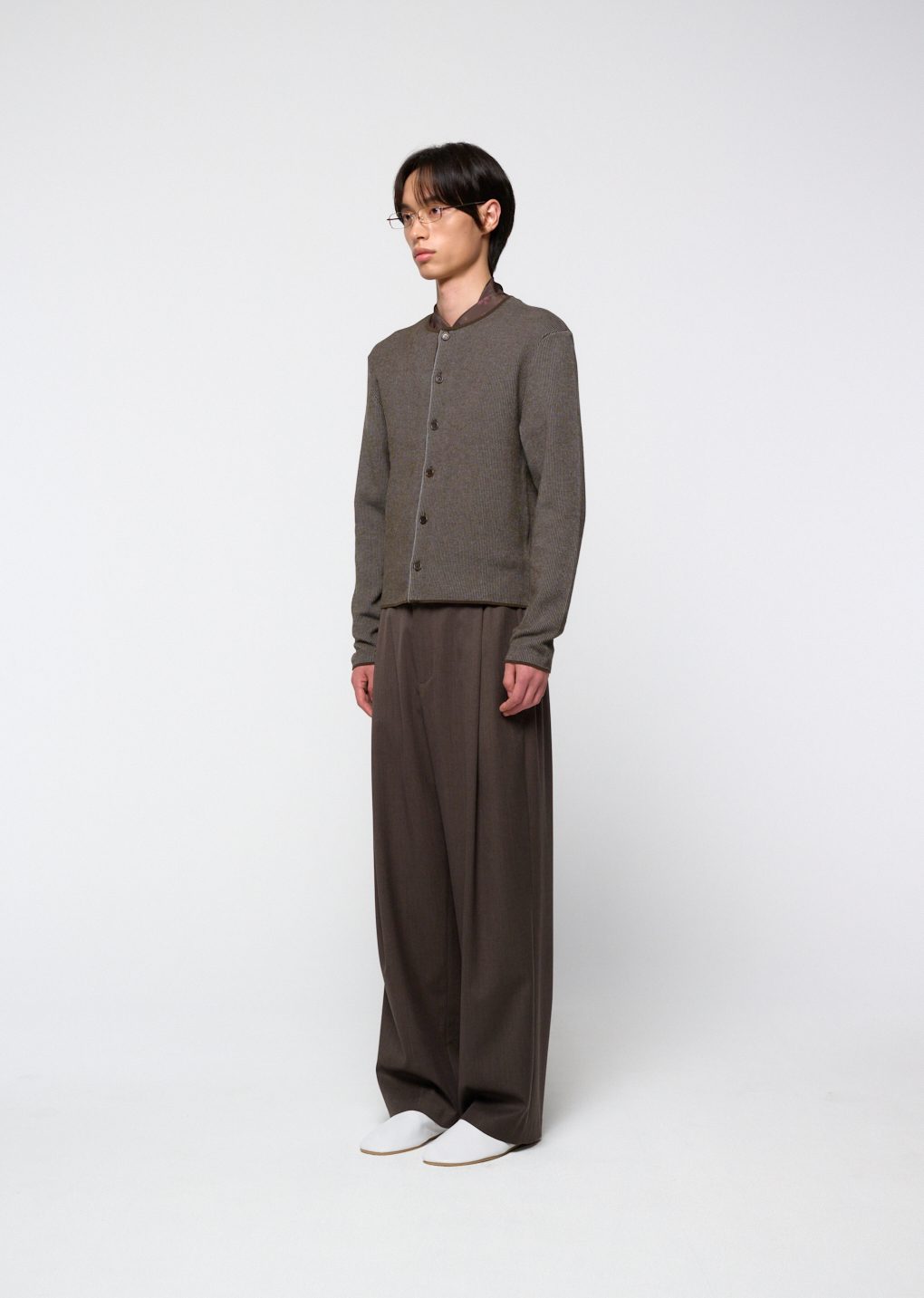 wool banding pants, brown