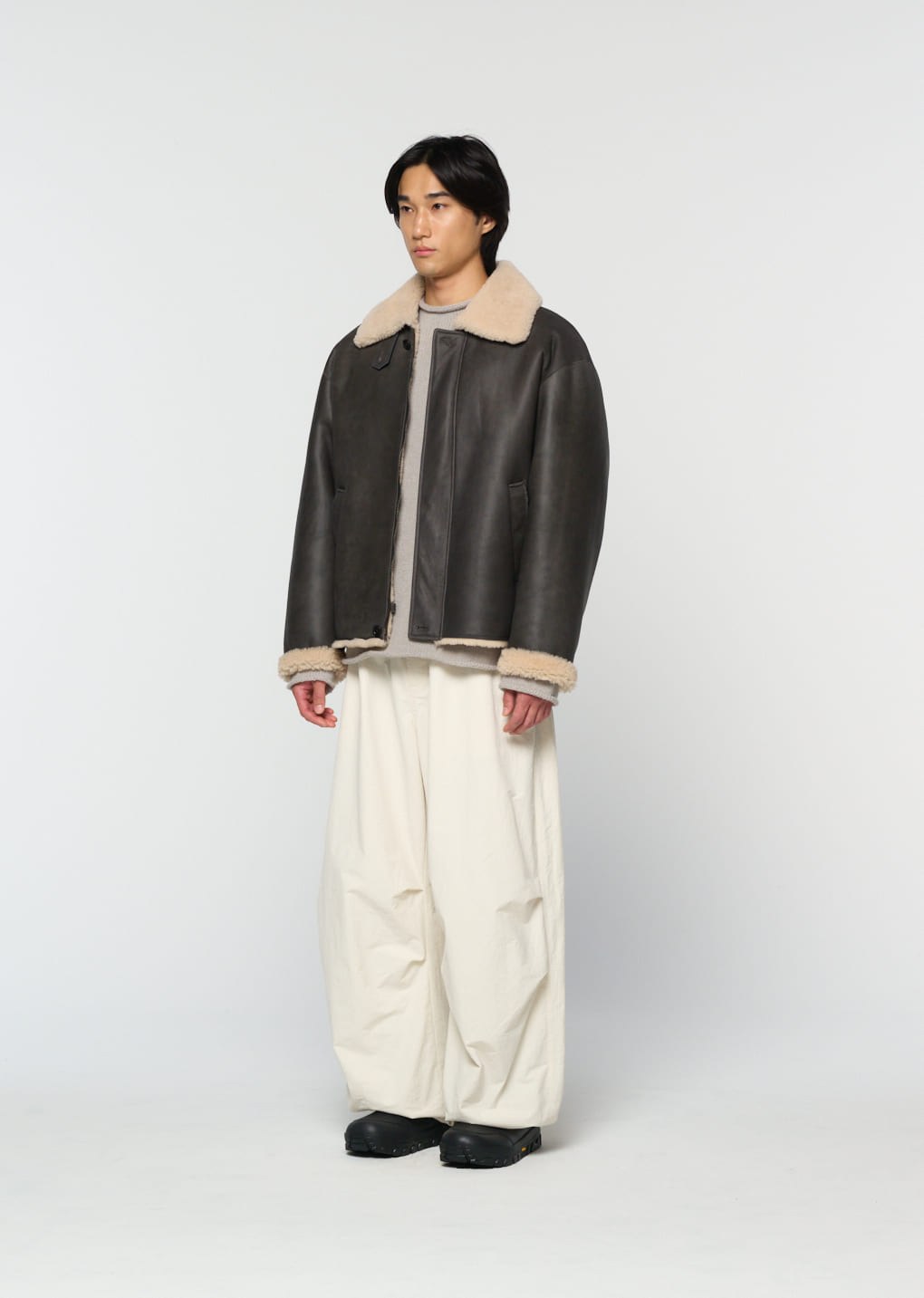 lambskin shearling jumper, khaki